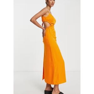 & Other Stories Midi Cami Dress with cut out sides- orange, size 10